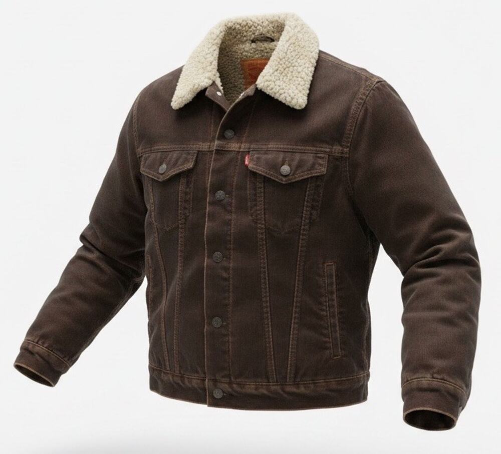 Levi's VTG Corduroy Sherpa Trucker Jacket Coal Gray Youth Sz L Fits Women Sz M